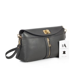 Geanta de umar din piele naturala DiAmanti Cosenza Gri Închis